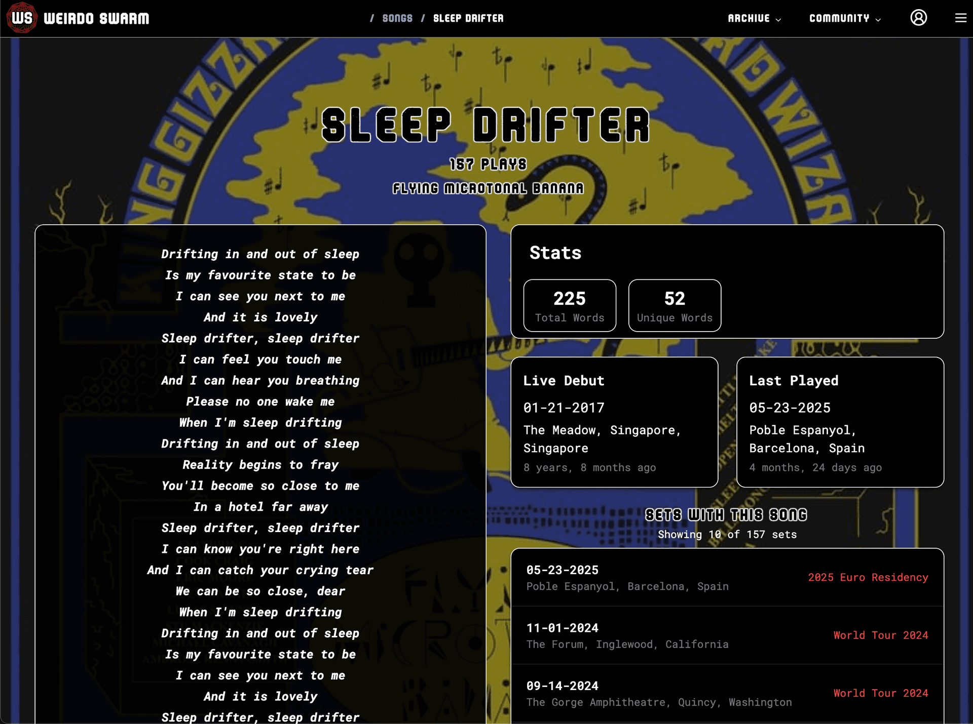 Weirdo Swarm Song Page